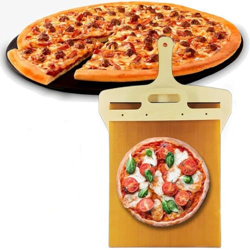 Cáscara de pizza deslizante inteligente, paleta de pizza con mango, la cáscara de pizza que transfiere la pizza perfectamente, paleta de espátula for pizza, pala deslizante de pizza for hornos interio