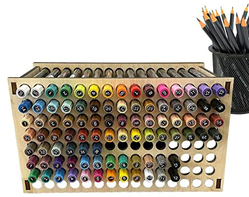 Ristyur Wooden Organizer - Wooden Storage Holder for Marker - Natural Wood Storage Holding Rack for Watercolor, Neutral, Artist's Brush, Makeup