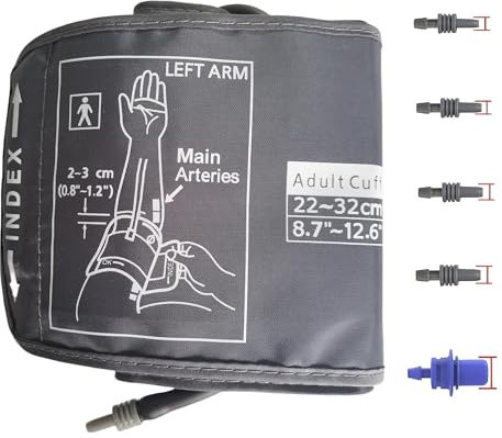 CSYLMD Medium Easy Wrap Blood Pressure Cuff for Thin and Small Arm,Compatible with Omron 8.7~12.6 Inches (22~32) CM Adult BP Replacement Cuff, Adult Cuff Only -5 Connectors (Medium+ 5 Connectors)
