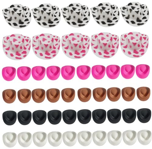 CAKEEYUM Mini Cowboy Hüte Plastik Plastik Tiny Cowboy Hut niedliche Mini Cowboy Hüte für Handwerk Western Mini Hüte für Crafts Party Dollhouse Dekoration (Multi -Farbe) 50 PCs