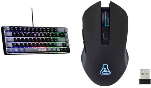The G-Lab Keyz Hydrogen, Clavier Gamer 60%, Clavier Semi-mécanique Filaire Azerty & Kult Helium Wireless Souris Gamer RGB sans Fil Pc Gamer, Rechargeable 3200 Dpi