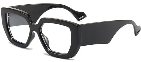 LJCZKA Oversized Square Blue Light Glasses Womens Mens Thick Frame Computer Glasses Anti Eye-Fatigue for Reading, Texting & Gaming