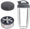 Blender 32OZ Cup Replacement Compatible with NutriBullet 600w Pro 900w Machine NB-101S NB-201, Flip Top to-Go Lid, Seal Lid and Extractor Blade Blender Accessories Kit by Poweka, Grey (32OZ)