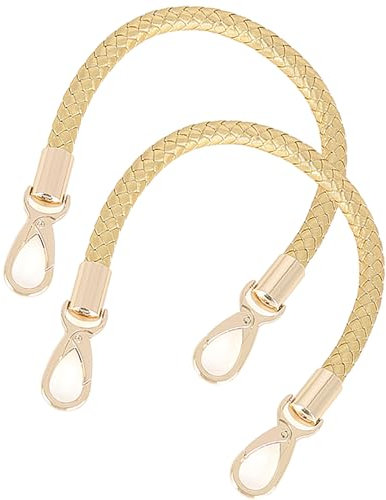 WANYI 2 Stück 40cm Taschenhenkel Leder Taschengurte zum Wechseln DIY Taschengriffe Schultergurt Taschenriemen Ersatzhenkel für Taschen Handtasche Geldbörse mit 2 Gold Karabinerhaken (Gold)