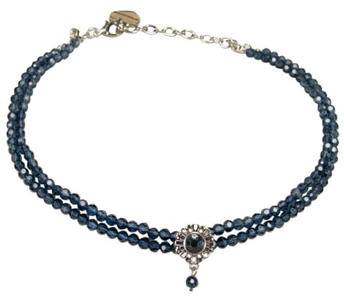 Alpenflüstern Trachten Glamour-Kropfkette Helena - Perlen Halskette, Trachtenkette, eleganter Damen-Trachtenschmuck, Dirndlkette (blau) DHK333