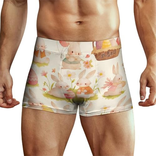 XJLAPWS Unterhosen Für Männer Osterhase Kaninchen Unterwäsche Stretch Boxershorts Für Männer