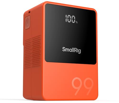 SMALLRIG V Mount Battery VB99, 99Wh / 6800mAh V-Mount Battery with PD 100W USB-C Fast Charging, with D-TAP, USB-A, Dual DC Port, OLED Screen, for Camera, Camcorder, Monitor, Video Light, Orange - 4929