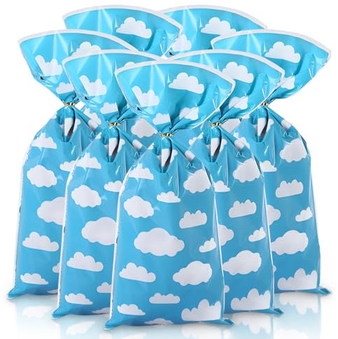 50 Stück Blauer Himmel Süßigkeiten Geschenktüten Weiße Wolken Leere Leckerli-Tüten Kleine Süßigkeiten-Geschenktüten für Mädchen Jungen Geburtstag Party Gefälligkeiten Klare Süßigkeitentüten