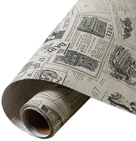 QIUSHIBO Tapeten Vintage Newspaper Self Adhesive Wallpaper Vinyl Peel and Stick Contact Paper Removable for Furniture Shelf Drawer Liner Home DIY vliestapete