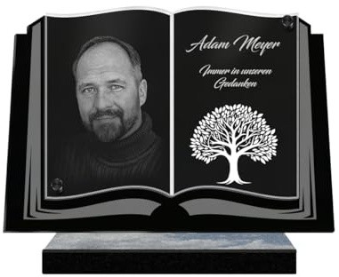 ETERNEL - Personalisierte Grabplatte Buch Lebensbaum Baum des Lebens Foto und Text anpassbar, lasergravierte Grabplatte für Hommage, Grabplatte, Grabstein, Zeremonie, Grabstätte