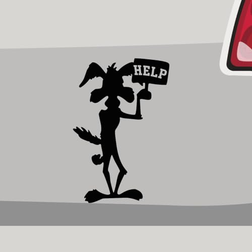 Autoaufkleber - Coyote Help Delle Kojote Fun - Sticker, Aufkleber für Auto, Motorrad, Fahrrad, Laptop, LKW, JDM Decal Racing (45x29cm | Schwarz)
