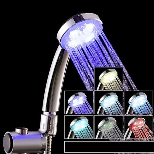 Pomme de douche LED avec 7 couleurs changeantes, économie d'eau, pommeau de douche haute pression, alimenté par l'eau, pour salle de bain