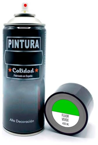 Tradineur - Pot de peinture en spray - Fabriqué en Espagne - Idéal pour n'importe quelle surface, bois, métal, carton, pierre ou céramique - Capacité de 400 ml - Vert fluo