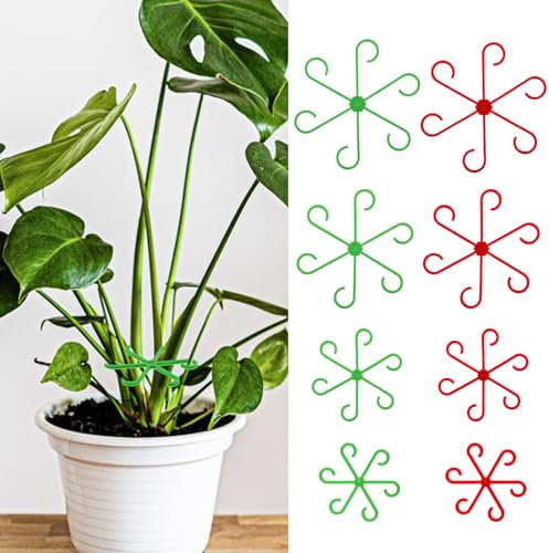 Tyqour 8pcs Plant Stem Support Climbing Houseplant Support Stakes for Indoor Plants Reusable Plastic Climbing Plant Support Plant Trellis Indoor Ideal Plant Support for Thriving Growth (Green, Red)