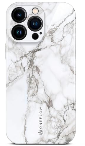 ONEFLOW Bliss Cover für iPhone 14 Pro Max Hülle in Marmor Optik, Designer Case Handy Schutzhülle mit Kameraschutz, Muster Hardcase Glitzer Handyhülle marmoriert, Weiß Grau