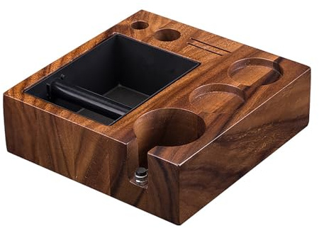 Tamperstation 58mm Holz, 8 In 1 Barista Tamping Station mit Knock Box, Barista Zubehör und Tamper Station für Home, Office, Café