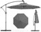 GOPLUS Sombrilla Jardín 300 cm, Sombrilla Terraza Exterior con 8 Costillas, 32 Luces LED Solares, Manivela para Rotación 360°, Inclinable, Protección UV, Base de Sombrilla no Incluida (Gris)