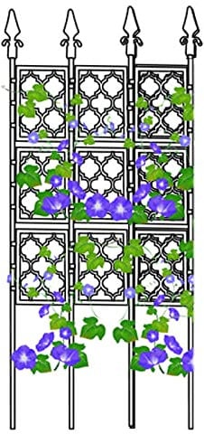 Rankgitter für Kletterpflanzen, 190 cm, Schwarz und Weiß, Pflanzenständer für Weinreben, Blumen und Rosen, Kletterhilfe für starkes Wachstum