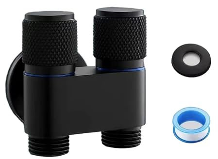 G1/2 1 in 2 out rubinetto for lavatrice doppio comando valvola triangolare lavello della cucina lavabo del bagno(Black)