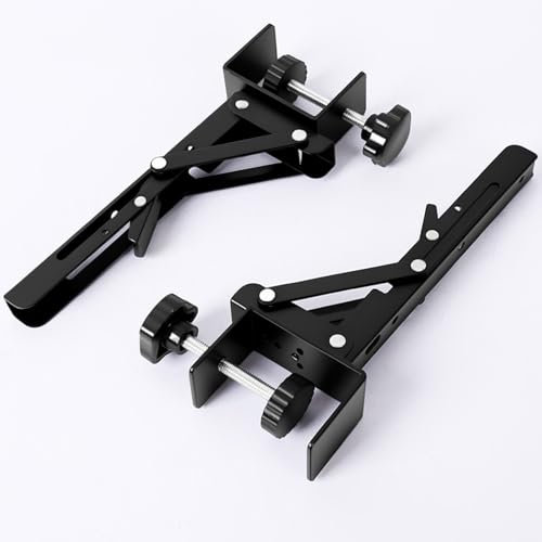 Jortmrd 2 Piezas Soporte de Extensión de Escritorio Extensión de Mesa Plegable Acero Inoxidable Bandeja Extensora de Escritorio Soporte con Pinza en C Ajustable para Mesa, Oficina Bricolaje