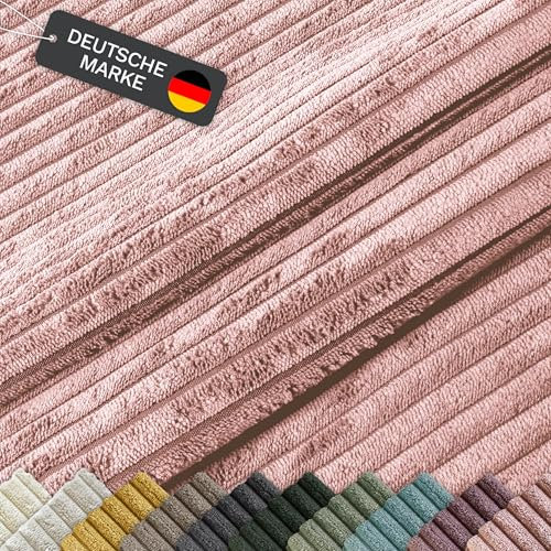 Lycce Cordstoff Meterware | 35.000 Scheuertouren | 1 lfm x 1,40 m breiter Polsterstoff für Möbel, Kissenbezüge und andere DIY Projekte | 360 g/m² | versch. Farben (powderrosa)