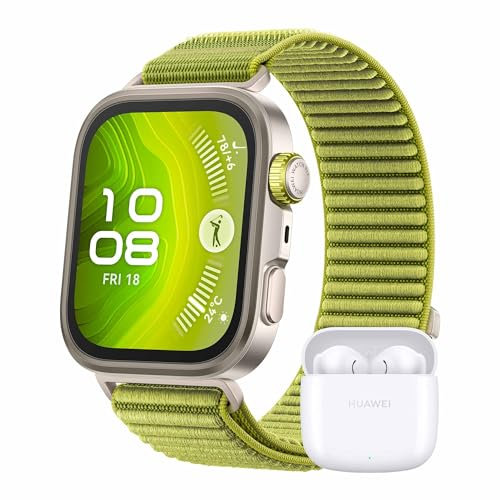 HUAWEI WATCH FIT 4 Pro Green + FreeBuds SE 2 White, Smartwatch for Men Women Outdoor Enthusiasts, 1.82 Sapphire Screen, 9.3mm Thickness, ECG, up to 10 Days Battery Life, iOS & Android, Fitness Watch