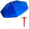 Pincho Sombrilla Playa Grande 200cm Soporte Incluido, Proteccion UV50+, Inclinable y Altura Regulable, 8 Varillas Fibra Vidrio, Tubo Metalico Resistente al Viento (Azul Liso)