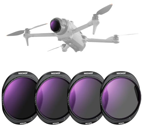 NEEWER ND Filter Set Compatible with DJI Mavic 4 Pro (4 Pack), Screw On ND8/PL + ND16/PL + ND32/PL + ND64/PL Neutral Density Drone Lens Filter with Multicoated Optical Glass & Magnetic Storage Case