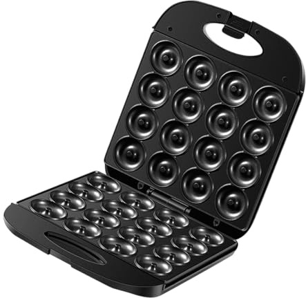 White Mini Donut Maker Compact Electric Doughnut Machine Bakes 16 Mini Donuts 1400W Practical Family Dessert Snack Appliance