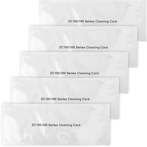 5pcs ID Card Printer Cleaning Cards, Single-Use Printer Cleaning Card Kit Compatible with Zebra ZC100 ZC150 ZC300 ZC350, Replaces 105999-311