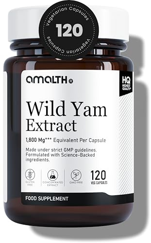 Amalth Wild Yam Extract Capsules 1800mg Equivalent | 120 Vegan Capsules | 15:1 Concentrated Dioscorea Villosa | Plant-Based Herbal Supplement | Non-GMO, Gluten Free | Food Supplement