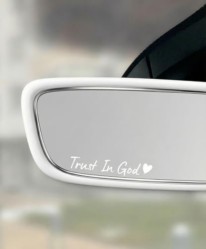 3 Stück Auto Aufkleber Spiegel, Trust In God Autospiegel Aufkleber | Vertraue Auf Gott Rückspiegel Aufkleber Vinyl Aufkleber Autodekoration Geschenk für Fahrer Frauen Männer (Weiß)