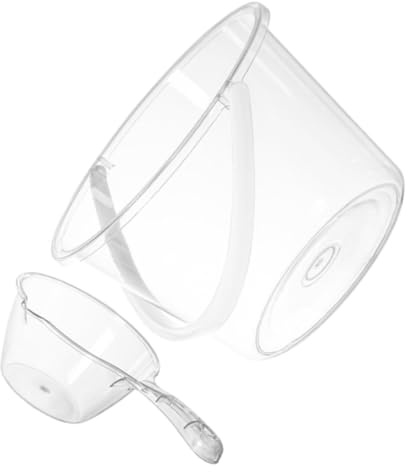 Seau de Lavage en Plastique Transparent avec Poignée, Grosse Capacité | Louche et Couvercle, Niveau Visible, Réutilisable Cuisine et Salle de Bain