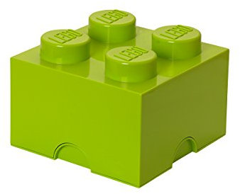LEGO Brick 4 Knobs Stackable Storage Box, Green (Lime), 5.7 Litre