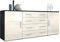 Vladon Sideboard Faro V2, Made in Germany, Kommode mit 2 Türen und 4 Schubladen, Schwarz matt/Creme Hochglanz (166 x 72 x 35 cm)