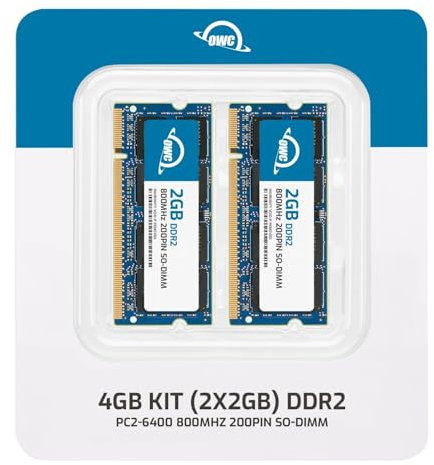 OWC - 4GB Memory Upgrade Kit - 2 x 2GB PC6400 DDR2 800MHz SO-DIMMs für Apple iMac Intel (April 2008), MacBook (White) 213GHz (May 2009), und kompatible PCs