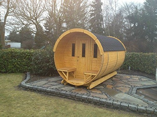 JUNIT SFF22401 Ø 2,2 m, L 4,0 m, Saunafass, Fichte mit und ohne Terrasse für 6-8 Personen