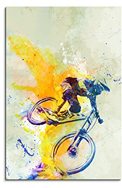 MTB DH 90x60cm Wandbild SPORTBILD Aquarell Art tolle Farben von Paul Sinus