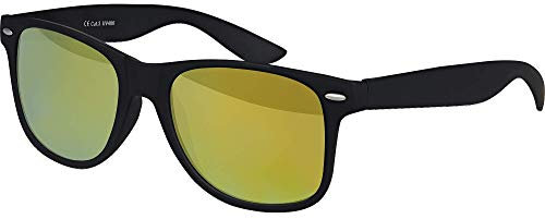 Balinco Sonnenbrille UV400 CAT 3 CE Rubber - mit Federscharnier für Damen & Herren (schwarz - gelb)