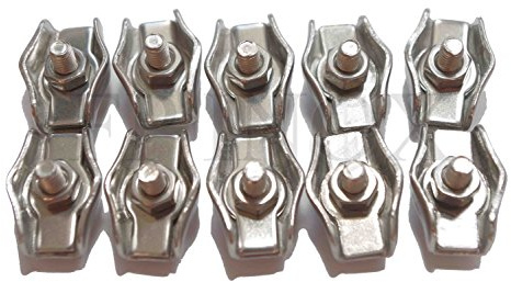 Flache Kabelklemmen, für Kabeldurchmesser 4 mm, Edelstahl 316, A4, 10 Stück