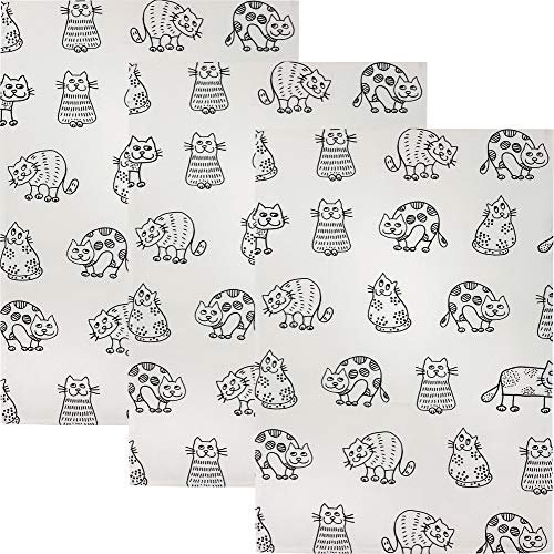 Kracht Geschirrtuch Katzenreihe 3er-Pack Halbleinen Katzen Größe 50x70 cm