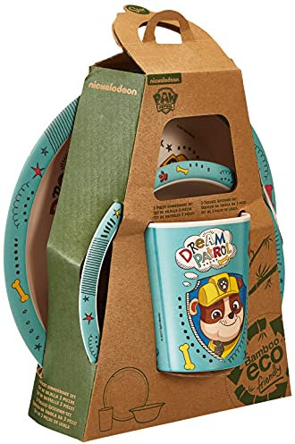 Paw Patrol ST-01305 Bamboo Set with Border 3 Pieces Boy Dream Patrol, Multicoloured, Mediano