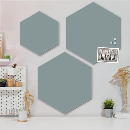 banjado Glas Magnettafel (55 x 48cm) - Magnetwand Glas - Magnetpinnwand als Memoboard - Pinnwand Magnettafel Küche, Büro, Kinderzimmer in der Grau