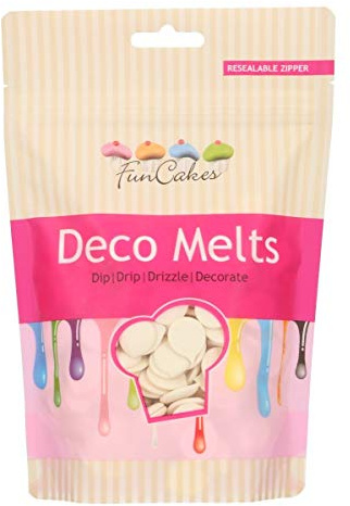 FunCakes Deco Melts Extreme White - Melt in Microwave and Pour in Every Shape, Make Candy, Drip Cakes, Lollipops and Decorate Cakes, Cookies and Cupcakes AZO Free 250 g