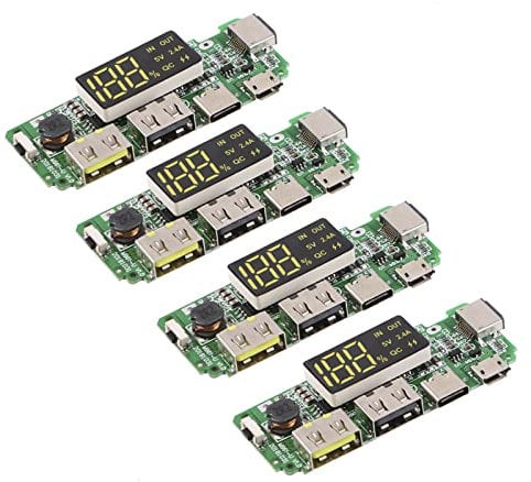 MakerHawk 4 x 18650 Lithium Battery Charger USB LED Display Module Buck Converter Battery Charger Control Module 36V 24V 12V to 5V 2A Voltage Stabilizer