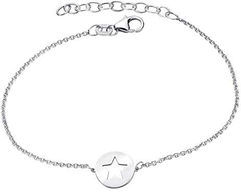 MATERIA Stern Armband Damen 925 Sterling Silber - Armkette rhodiniert 16-18,5cm verstellbar SA-112-silber