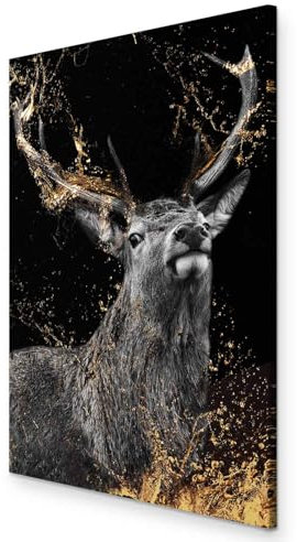 murando - Leinwand Bilder Hirsch 40x60 cm Vlies Leinwandbild 1 tlg Kunstdruck modern Wandbilder Wohnzimmer Wanddekoration Leinwandbilder XXL Wand Bild - Tier Abstrakt schwarz Porträt g-C-0309-b-a