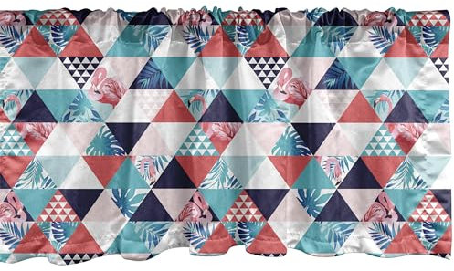 ABAKUHAUS Flamingo Fenster Volant, Triangles Strand Mosaic, Vorhang Volant für Küche Schlafzimmer Dekor mit Stangentasche, 137 cm X 45 cm, Mehrfarbig