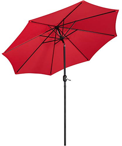 Yaheetech Sonnenschirm Balkon Rund Terrassenschirm 270 cm Gartenschirm Knickbar Kurbelschirm mit Kurbelrichtung UV Schutz UPF 50+, Rot