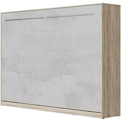 SMARTBett Schrankbett Standard 90x200 120x200 140x200 160x200 Bettschrank Wandbett Eiche Sonoma/Beton 140 Horizontal
